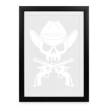 Cowboy Skull and Crossed Pistols (White) - Framed poster (27 × 37 cm) - black - Front