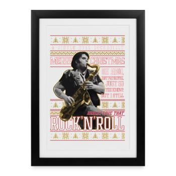 Eddie Rockabilly Sax Ugly Christmas Sweater - Framed poster (27 × 37 cm) - black - Front