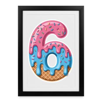 Sechster Geburtstag 6 Eiscreme Zahl Mit Streuseln - Framed poster (27 × 37 cm) - black - Front