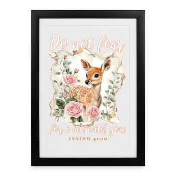 Deer Bible Verse Christian - Framed poster (27 × 37 cm) - black - Front