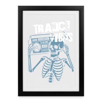Trance Vibes Skeleton Boombox - Affiche encadrée (27 × 37 cm) - noir - Devant