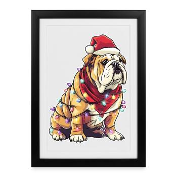 Bouledogue anglais de Noël - Affiche encadrée (27 × 37 cm) - noir - Devant
