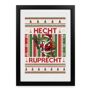 Pike Ruprecht Chemise drôle de pêche de Noël moche - Affiche encadrée (27 × 37 cm) - noir - Devant
