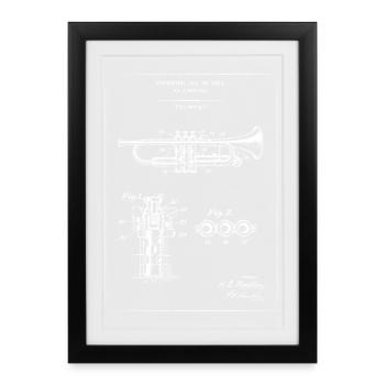 Vintage Trumpet Patent Blueprint - Framed poster (27 × 37 cm) - black - Front