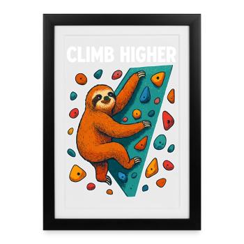 Bouldering Sloth Climbing Gift - Framed poster (27 × 37 cm) - black - Front