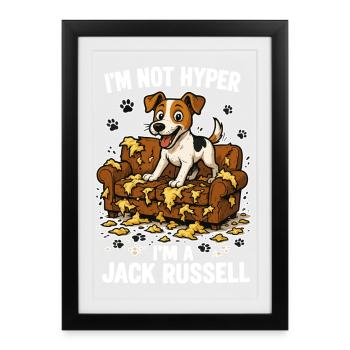Jack Russell Terrier : Drôle d’Hyperactivité Drôle - Affiche encadrée (27 × 37 cm) - noir - Devant