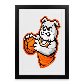 Power Basketball Bulldog Mascot - Framed poster (27 × 37 cm) - black - Front