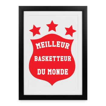 Meilleur basketteur du monde – champion sportif  - Affiche encadrée (27 × 37 cm) - noir - Devant