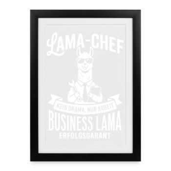 Business Lama: No drama just work - Framed poster (27 × 37 cm) - black - Front