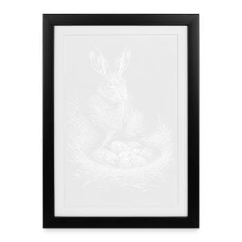 Lièvre brun - Affiche encadrée (27 × 37 cm) - noir - Devant