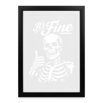 Its Fine Skeleton Thumb Up - Framed poster (27 × 37 cm) - black - Front