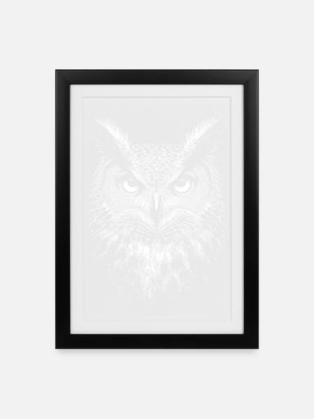 Eule - Gerahmtes Poster (27 × 37 cm) - Schwarz