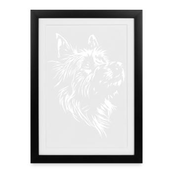 Silhouette de chien Australian Terrier Saules - Affiche encadrée (27 × 37 cm) - noir - Devant
