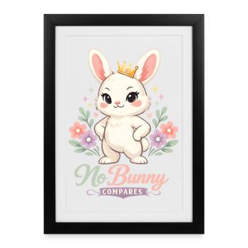 Süßer Osterhase mit buntem Ei und Schriftzug - Gerahmtes Poster (27 × 37 cm) - Schwarz - Vorne