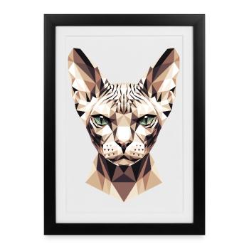 Sphynx Chat Sphynx Chat Chat Canadien Sphinx mignon - Affiche encadrée (27 × 37 cm) - noir - Devant