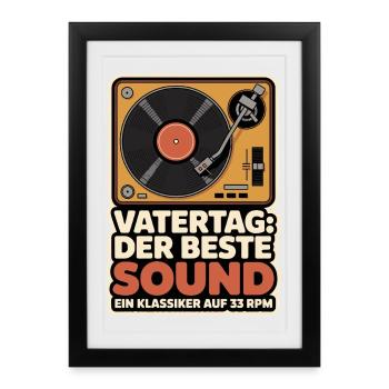 Vinyl Papa Vatertag Geschenk Musik Plattenspieler - Gerahmtes Poster (27 × 37 cm) - Schwarz - Vorne