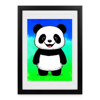 panda - Affiche encadrée (27 × 37 cm) - noir - Devant