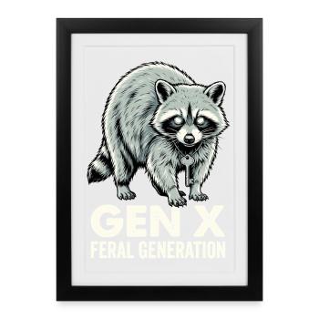 Vintage Raccoon Gen X Feral Generation - Framed poster (27 × 37 cm) - black - Front
