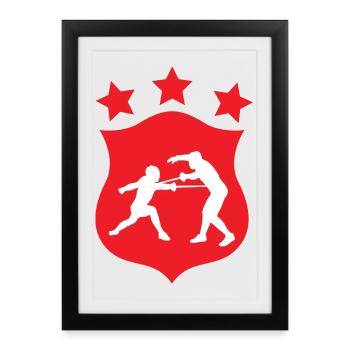 Blason Escrime Silhouette Duel et Combat - Affiche encadrée (27 × 37 cm) - noir - Devant