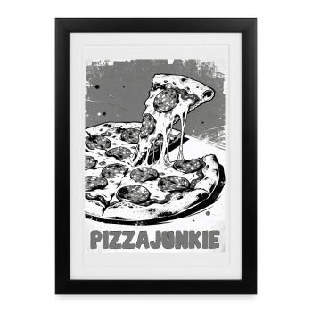 Graphique de tranche de Pizza Junkie - Affiche encadrée (27 × 37 cm) - noir - Devant