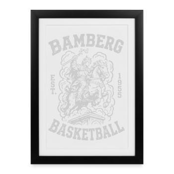 Bamberg Basket-ball fondé en 1955 Vintage Design - Affiche encadrée (27 × 37 cm) - noir - Devant