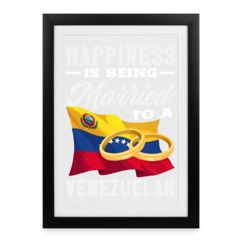 Drapeau du Venezuela Fierté & Maison Venezuela - Affiche encadrée (27 × 37 cm) - noir - Devant
