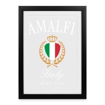 Couronne d’armoiries d’Amalfi, Italie – Souvenir de voyage - Affiche encadrée (27 × 37 cm) - noir - Devant