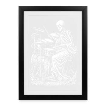 Skeleton Drummer Nightbeat - Framed poster (27 × 37 cm) - black - Front