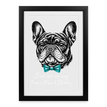 French Bulldog with Bow Tie - Framed poster (27 × 37 cm) - black - Front