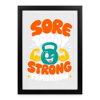 Douleur aujourd’hui Forte demain Kettlebell Fitness - Affiche encadrée (27 × 37 cm) - noir - Devant