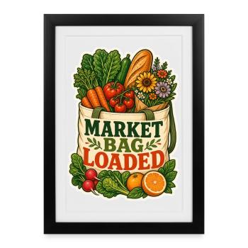 MARKET BAG LOADED - Framed poster (27 × 37 cm) - black - Front