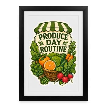 PRODUCE DAY ROUTINE - Framed poster (27 × 37 cm) - black - Front