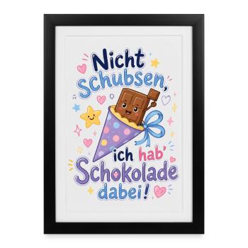 Schulkind Einschulung - Bald ein Schulkind - Gerahmtes Poster (27 × 37 cm) - Schwarz - Vorne