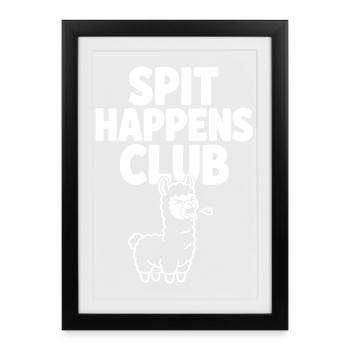 Spit Happens Club funny llama - Framed poster (27 × 37 cm) - black - Front