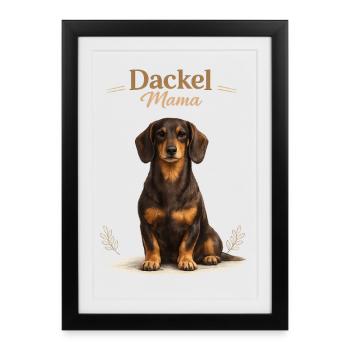 Dackel Mama – Geschenk für stolze Hundemamas - Gerahmtes Poster (27 × 37 cm) - Schwarz - Vorne