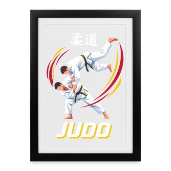 Judo Schulterwurf Kampfkunst - Gerahmtes Poster (27 × 37 cm) - Schwarz - Vorne