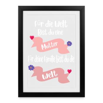 Mütterliebe Weltmotiv Design - Gerahmtes Poster (27 × 37 cm) - Schwarz - Vorne