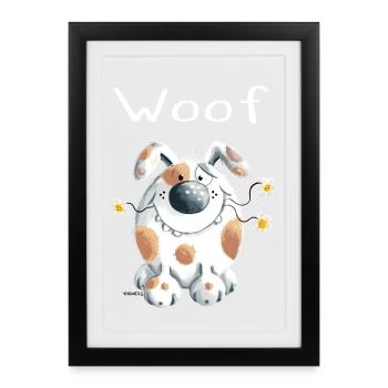 Woof Dog With Flowers - Dogs - Gift - Framed poster (27 × 37 cm) - black - Front