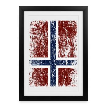 Drapeau norvégien à la verticale (foncé) - Affiche encadrée (27 × 37 cm) - noir - Devant