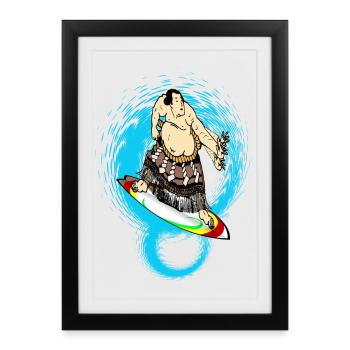 Surfeur de sumo - Affiche encadrée (27 × 37 cm) - noir - Devant