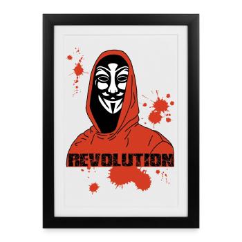 Anonymous et révolution rouge - Affiche encadrée (27 × 37 cm) - noir - Devant