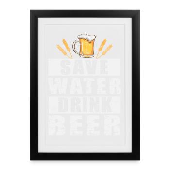 Bière - Affiche encadrée (27 × 37 cm) - noir - Devant