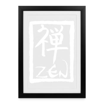 Das Wort Zen auf Japanisch (weiß) - Gerahmtes Poster (27 × 37 cm) - Schwarz - Vorne