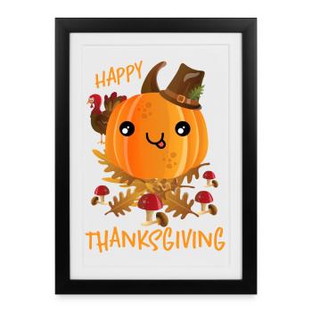 Joyeux Thanksgiving - Affiche encadrée (27 × 37 cm) - noir - Devant