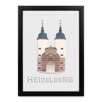 Heidelberg Bridge Gate,, landmark Old Bridge - Framed poster (27 × 37 cm) - black - Front