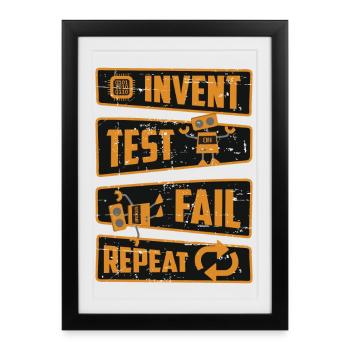 Invent Test Fail Repeat - Framed poster (27 × 37 cm) - black - Front