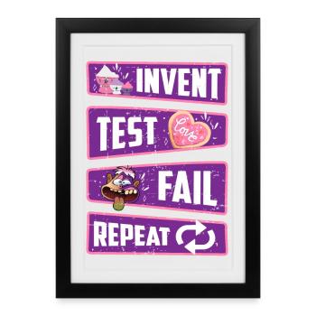 Invent, test, fail, repeat - Framed poster (27 × 37 cm) - black - Front