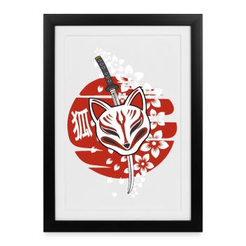 Kit de masque d’anime japonais - Affiche encadrée (27 × 37 cm) - noir - Devant