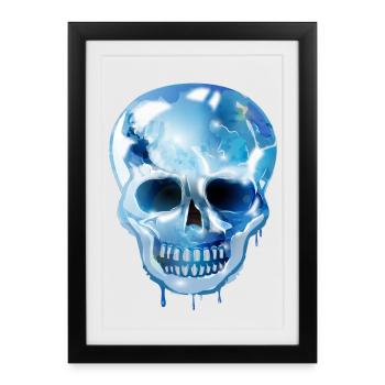 Crâne extravagant coloré dans le look de verre - Affiche encadrée (27 × 37 cm) - noir - Devant