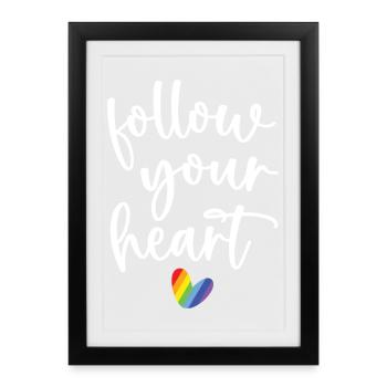 Mois de la fierté - Suivez votre cœur - Affiche encadrée (27 × 37 cm) - noir - Devant